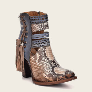 BOTA CUADRA EN PIEL DE PITON BELLY PLUNGE BLUSH
