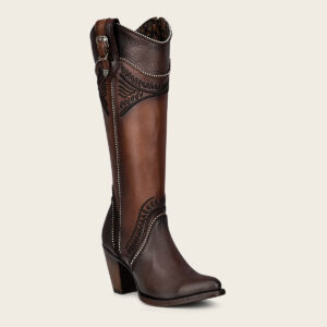 BOTA CUADRA EN PIEL DE RES PITBULL DAMASCO