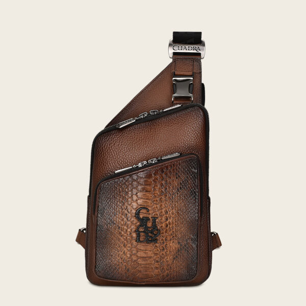 BANDOLERA CUADRA EN PIEL DE PITON