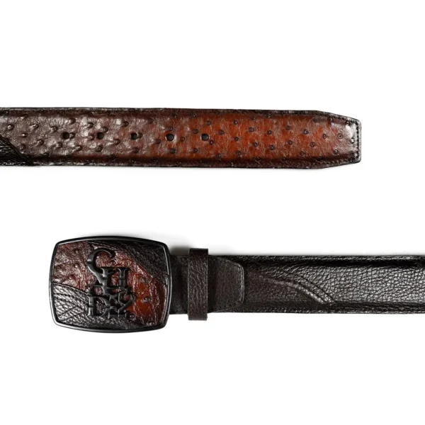 CINTURON CUADRA EN PIEL DE AVESTRUZ FLAME - Image 3