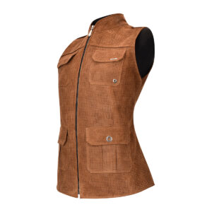 CHALECO CUADRA CON PERFORACIONES EN PIEL DE GAMUSA